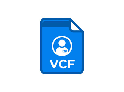 Vcf contact file icon with person silhouette blue design