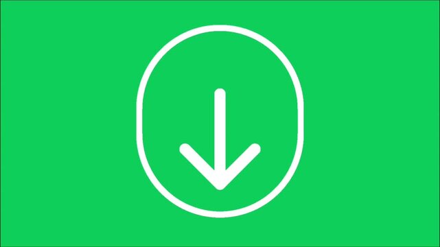 Download icon animation with smooth arrow motion, digital transfer concept, mobile app interface, loading indicator, green background