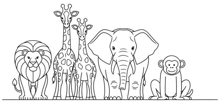 Safari animal line art illustration