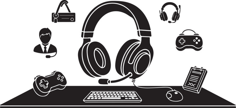Gaming setup with accessories and devices on table