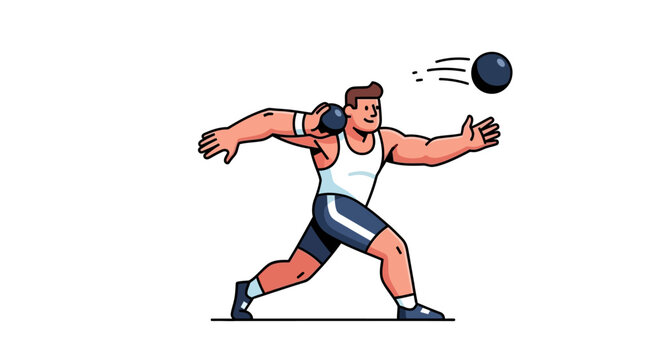 Man throwing shot put athletic event.