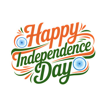 Happy independence day india text design with independence, greeting