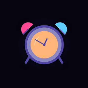 Modern Flat Design Colorful Alarm Clock Animation on Black Background