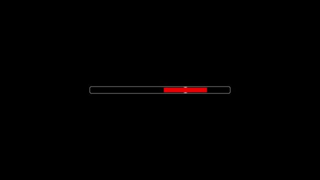 Loading bar displays a vibrant red progress segment moving across a thin horizontal frame set against a deep solid black background representing digital data transfer speeds during technical.