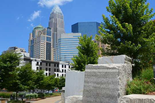 CHARLOTTE NORTH CAROLINA  USA: Bank of America Corporate Center building and downtown Charlotte is the largest city in the state of North Carolina. It is the county seat of Mecklenburg County