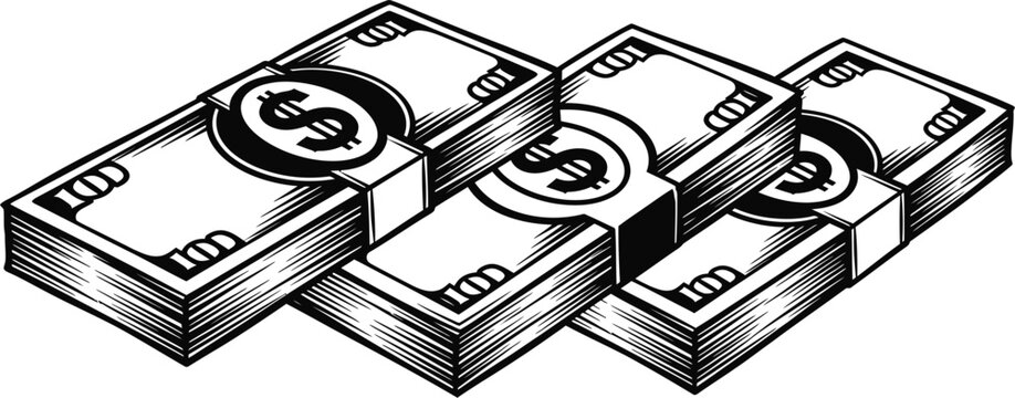 Money cash bundle stack of hundred dollar bills for finance