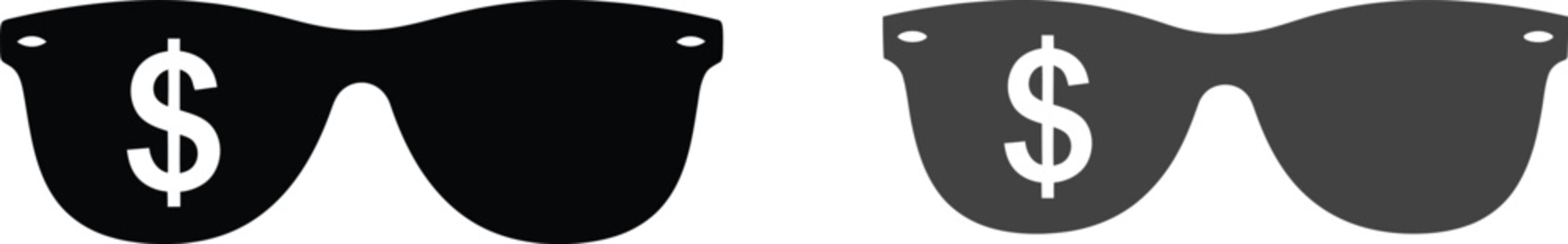 Sunglasses with dollar sign eyes representing financial vision and wealth