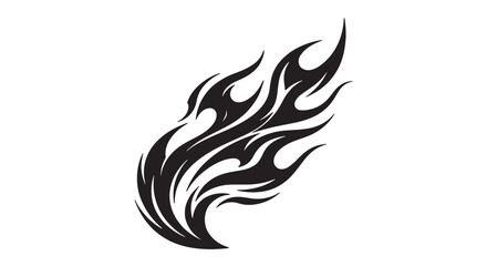 Obraz premium Abstract black flame shape vector illustration, dynamic motion style, sharp curved edges, modern clean design, white background