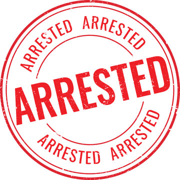 Round Arrested Law Enforcement Red Stamp Vector Circular Graphic Icon