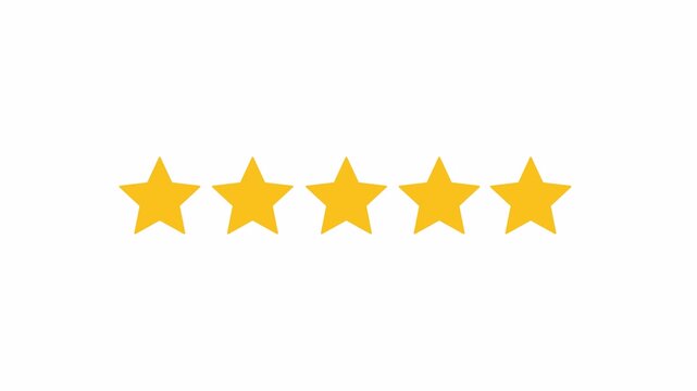 Rating Five Stars Gold Review Feedback Overlay Transparent Background 4K Video