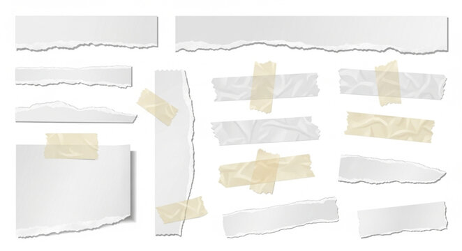 Tape pieces on white background.