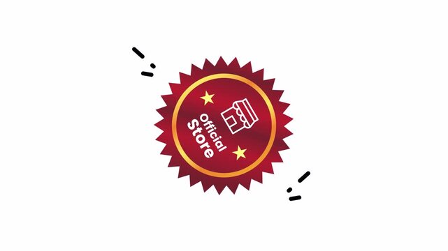 Red and gold official store badge seal for product branding, luxury shopping, certifications, awards, and elegant brand packaging designs.