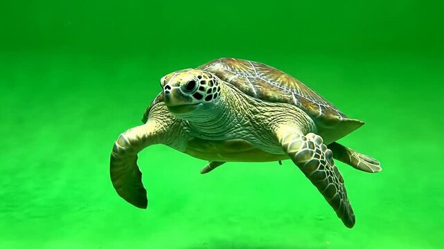 Ocean Turtle Swims Gracefully Through Vibrant Green Waters