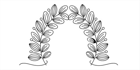 Hand drawn laurel wreath illustration with decorative leaves and berry accents for wedding invitation or award design element Vector, illustration © Kanu Art_Gallery