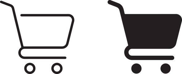Art & Illustration, E-commerce shopping cart icons for online retail and marketplace checkout. © nawab