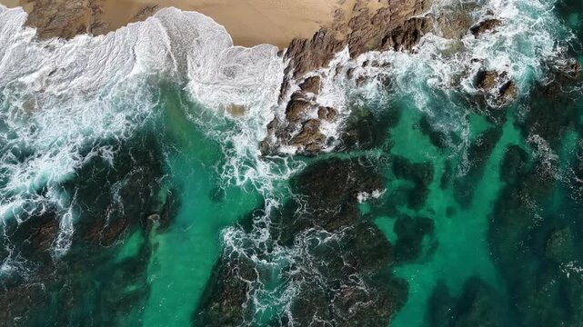 cabo san lucas baja sandy beach pacific ocean waves aerial drone footage california sur  mexico