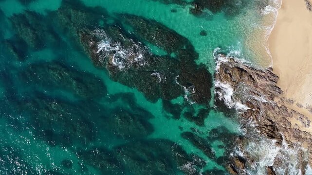 cabo san lucas baja sandy beach pacific ocean waves aerial drone footage california sur  mexico