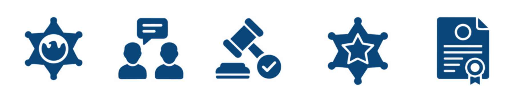 Law Solid Icon Set, Legal Justice System and Court Services, Attorney Lawyer Courtroom and Justice Scale, Police Law Enforcement and Legal Process UI UX Interface Icons