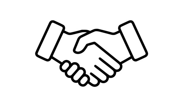 Business handshake line art vector partnership agreement icon isolated illustration