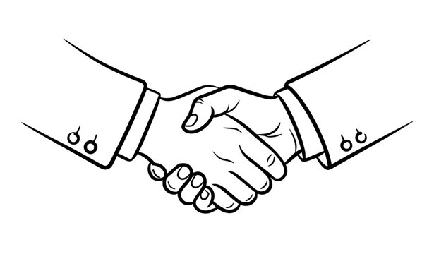 Minimal black line handshake vector illustration business partnership symbol