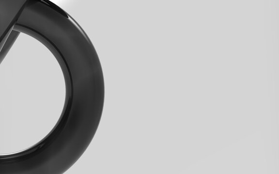 Modern 3D torus shape in sleek matte black for minimalist graphic design projects