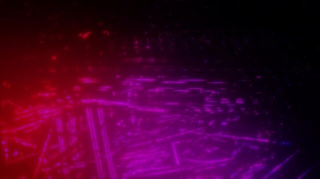 Futuristic Neon Data Glitch Tunnel in 3D Space Cyberpunk Technology Background