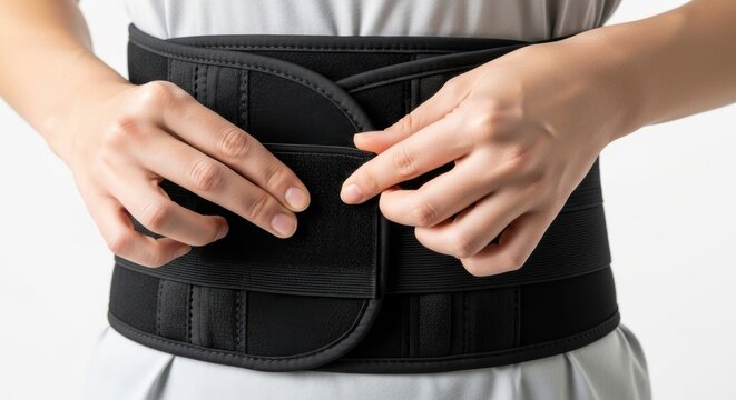 This is a person wearing a back brace.