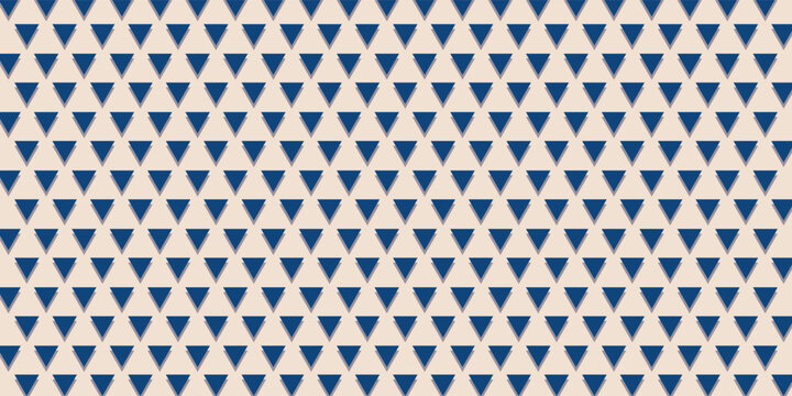 Beige and blue minimal geometric pattern wallpaper. Geometric blue triangle simple pattern background, beige wallpaper.