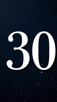 Gold Glitter Blow‑Away Reveal of Number 30 on Solid Background