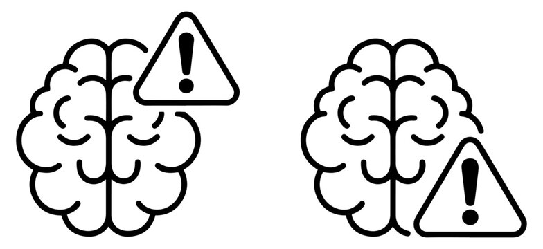 brain warning security icon collection