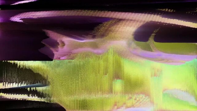 Yellow Digital Glitch Texture with TV Signal Distortion