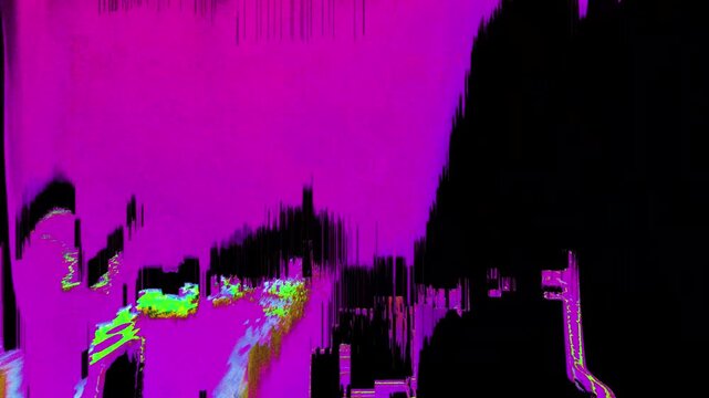 Acid Green and Purple Glitch Texture with Datamoshing and Pixel Distortion