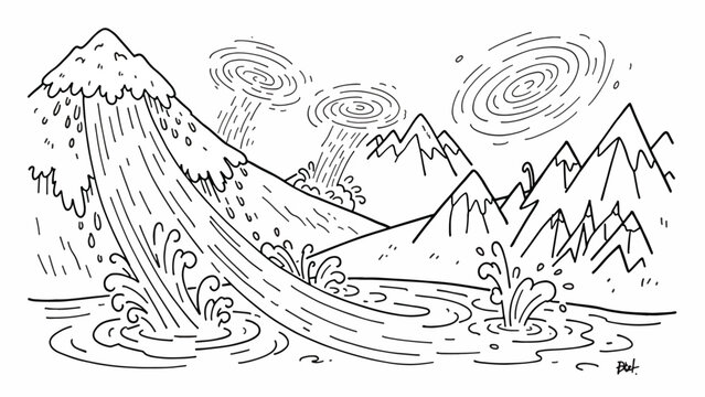 Large wave crashing on shore.