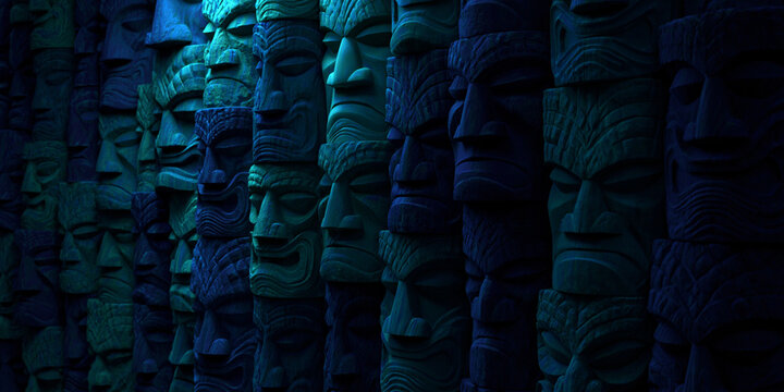 Cultural artifacts exhibition museum hall sculpture display dim lighting close-up view heritage significance