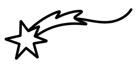 Black and white drawing of a shooting star comet © Pulok