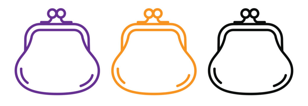 Colorful purse icons in purple, Orange, And black for design and branding use vector illustration