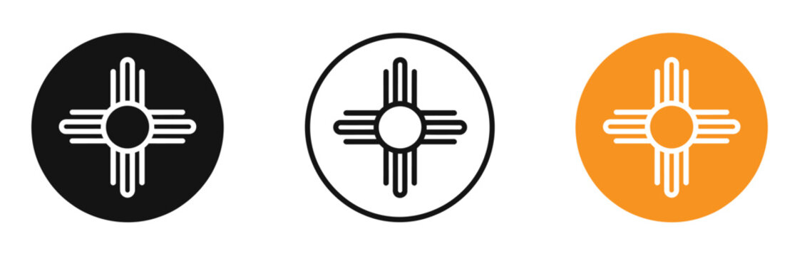 Zia symbol icons in black white and orange for logo or design use vector illustration
