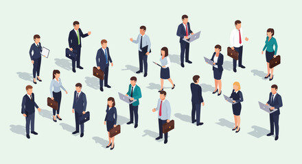 Obraz premium Diverse group of business professionals in a meeting illustration.