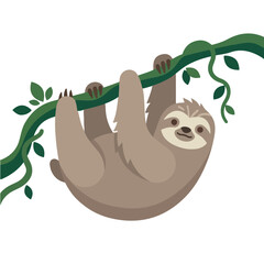 Fototapeta premium Lovable Stout Sloth Hanging Animal Vector