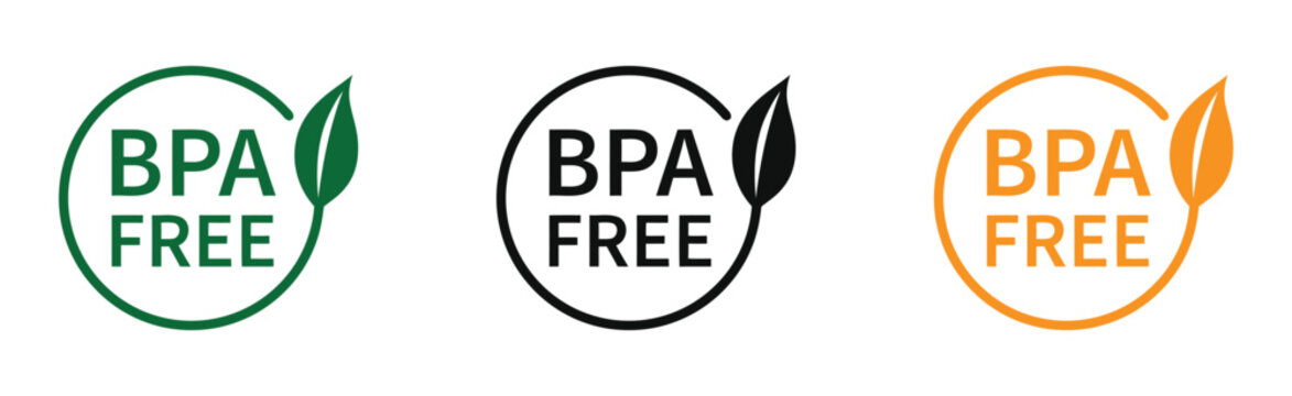 BPA Free Icon Set in Green Black and Orange for Eco Friendly Products vector illustration