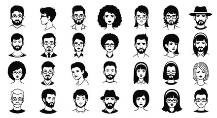Obraz premium Diverse Collection of Hand Drawn People Avatars.