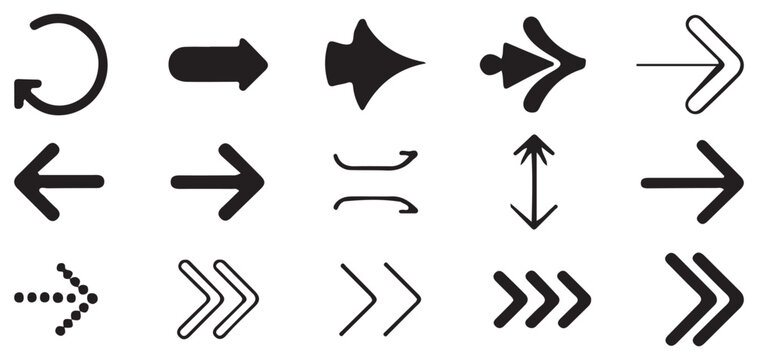 Minimalist thin line and dashed arrow vector set  Vector Illustration Eps 10