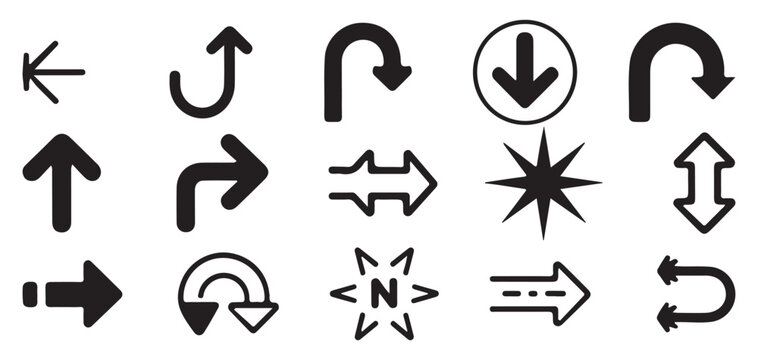 Minimalist thin line and dashed arrow vector set  Vector Illustration Eps 10