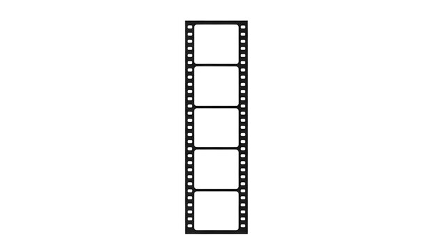 Film strip PNG isolated on transparent background, movie reel with empty frames for cinema and photography projects