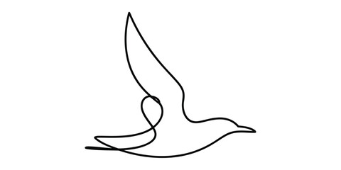 Naklejka premium Continuous single line drawing of a flying bird
