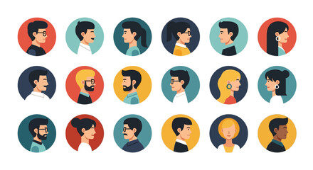 Fototapeta premium Diverse group of people profile icons in a grid.