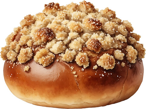 Soboro bread with crunchy peanut streusel topping watercolor