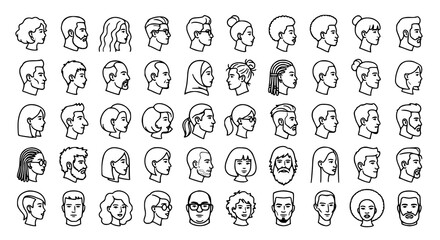 Anonymous user profile portrait vector set with male and female face avatar illustrations © Jasim