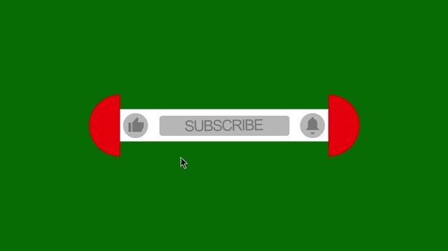 Animated YouTube Subscribe Button for Video Overlay. Like Subscribe Bell Notification Button, subscribe to channel. Green Screen (With Motion Blur)