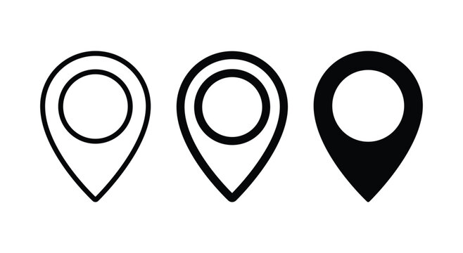 pin location icon set. position symbol. travel destination. location pin place marker. Map place marker. place address navigation locator sign
